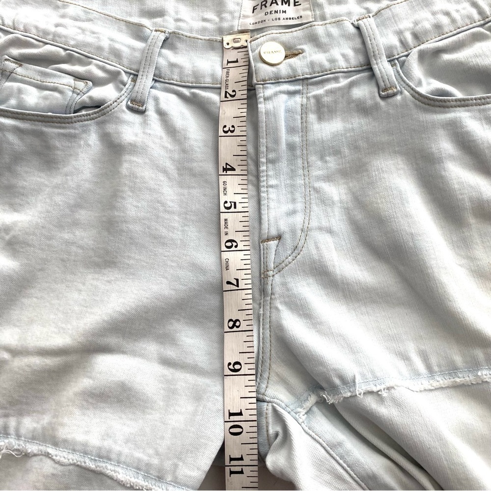 FRAME Le Skinny de Jeanne Light Wash Patchwork Jeans Sz 30 Denim Frayed Cotton - Picture 12 of 13